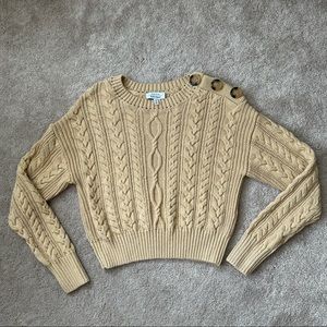& Other Stories Tan Cable Knit Sweater